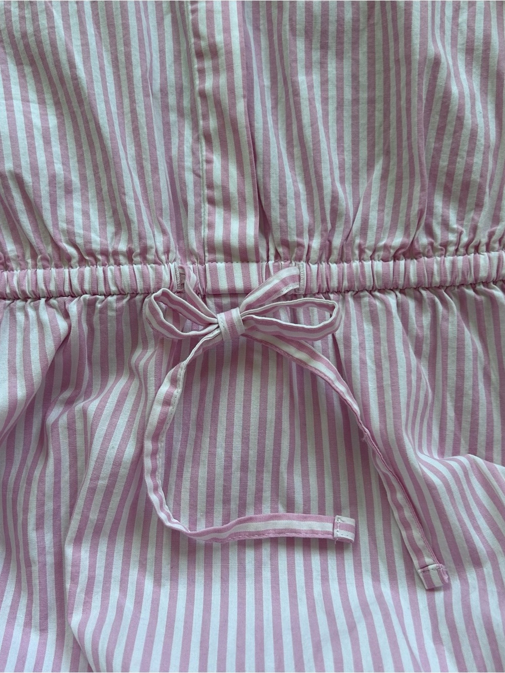 J. Crew Pink White Striped Puff Sleeve Shirtdress Size 8 Cotton Blend Pockets - Picture 6 of 10